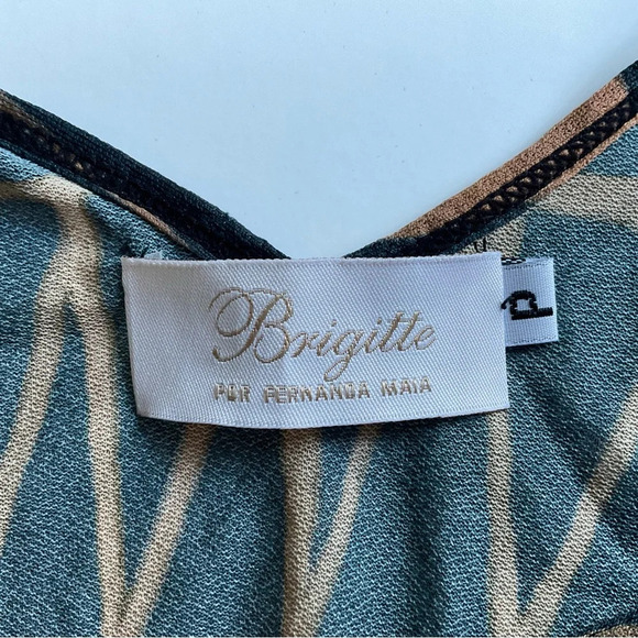 Brigitte Cover Up S Graphic Print Duster Tie-Front Vacation Resort Quiet Luxury - Picture 4 of 7